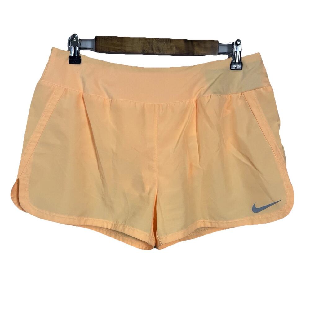 Nike Dri Fit Running Shorts Women Large Peach 3” Inseam Lined Athletic Gym
